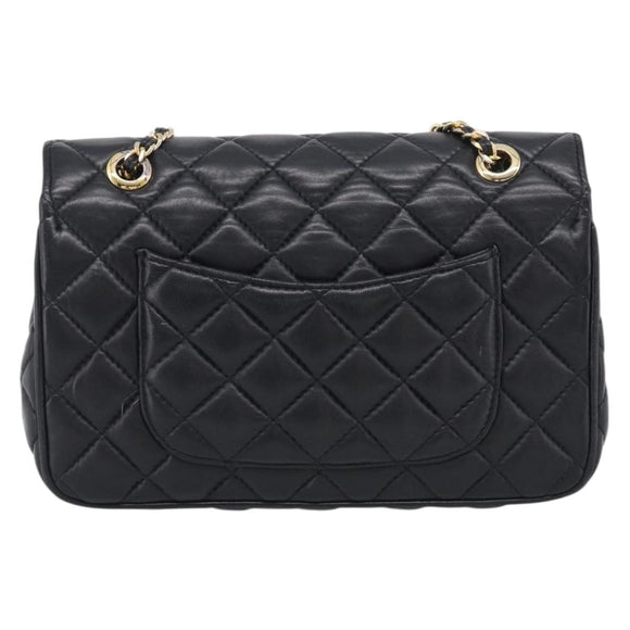 GIVENCHY Chain Shoulder Bag Leather Black Gold Auth 212078A