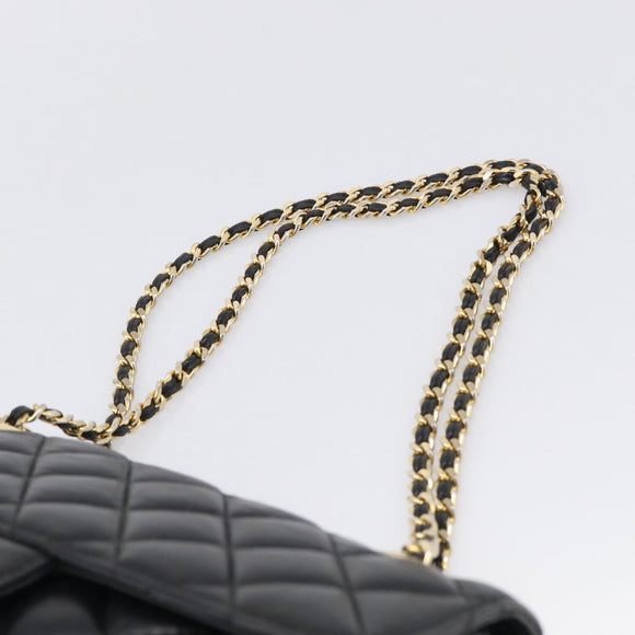 GIVENCHY Chain Shoulder Bag Leather Black Gold Auth 212078A
