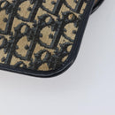 Christian Dior Trotter Canvas Clutch Bag Navy Gold Auth 212080-10