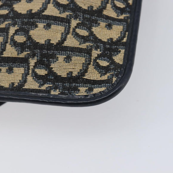 Christian Dior Trotter Canvas Clutch Bag Navy Gold Auth 212080