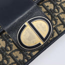 Christian Dior Trotter Canvas Clutch Bag Navy Gold Auth 212080-12