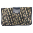 Christian Dior Trotter Canvas Clutch Bag Navy Gold Auth 212080-3