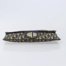 Christian Dior Trotter Canvas Clutch Bag Navy Gold Auth 212080-7