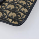 Christian Dior Trotter Canvas Clutch Bag Navy Gold Auth 212080-9