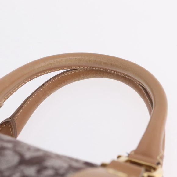 Christian Dior Trotter Canvas Hand Bag Brown Gold Auth 212092SAV