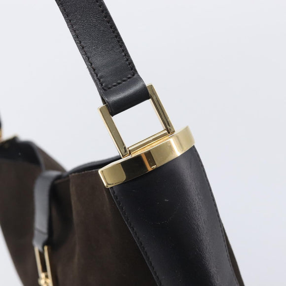 GUCCI Jackie Shoulder Bag Suede Brown Gold Tone 001 4052 1669 Auth 212093A