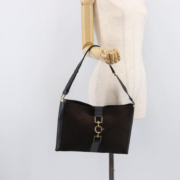GUCCI Jackie Shoulder Bag Suede Brown Gold Tone 001 4052 1669 Auth 212093A