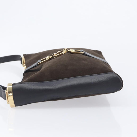 GUCCI Jackie Shoulder Bag Suede Brown Gold Tone 001 4052 1669 Auth 212093A