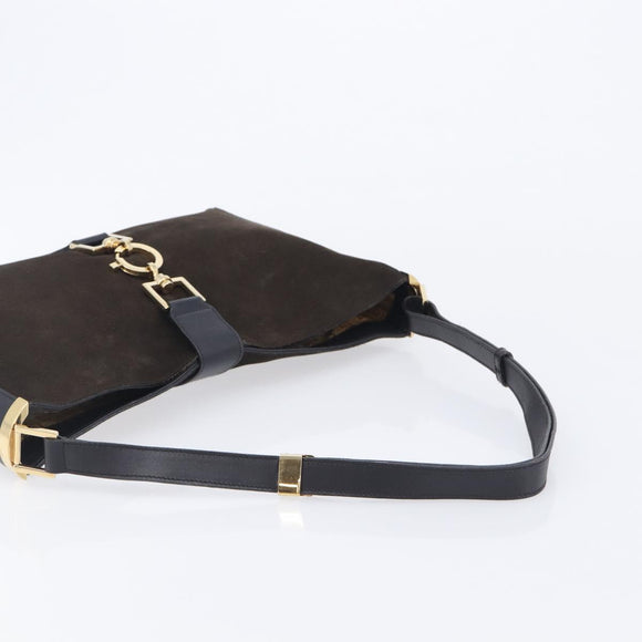 GUCCI Jackie Shoulder Bag Suede Brown Gold Tone 001 4052 1669 Auth 212093A