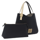 GIVENCHY Hand Bag Nylon Black Gold Auth 212095A-1