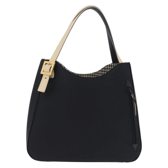 GIVENCHY Hand Bag Nylon Black Gold Auth 212095A