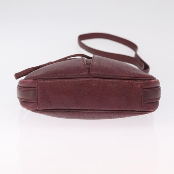 Cartier Must Line Shoulder Bag Leather Bordeaux Gold Auth 212100