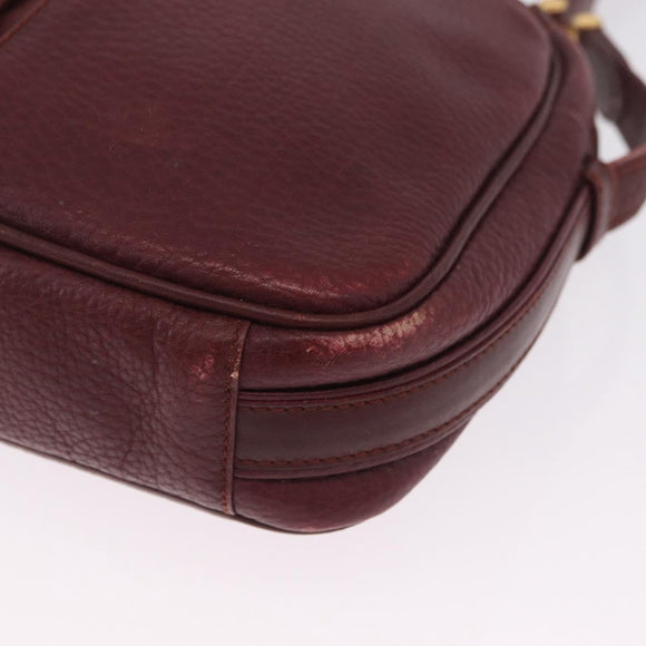 Cartier Must Line Shoulder Bag Leather Bordeaux Gold Auth 212100