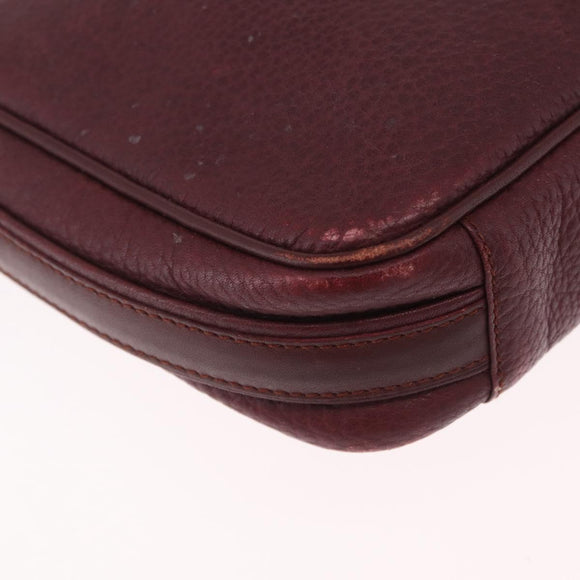 Cartier Must Line Shoulder Bag Leather Bordeaux Gold Auth 212100