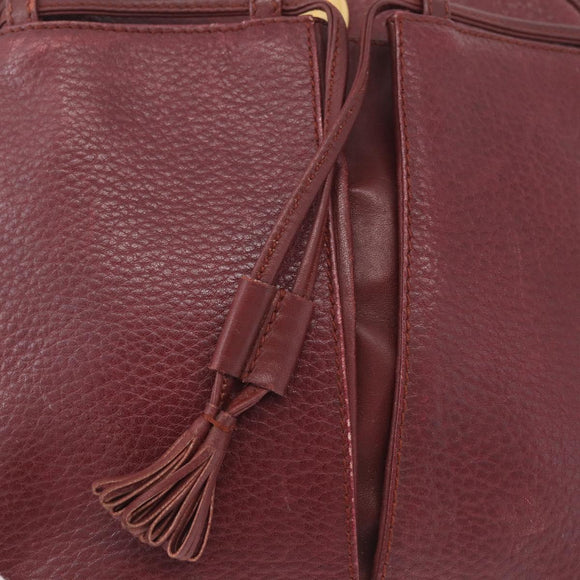 Cartier Must Line Shoulder Bag Leather Bordeaux Gold Auth 212100