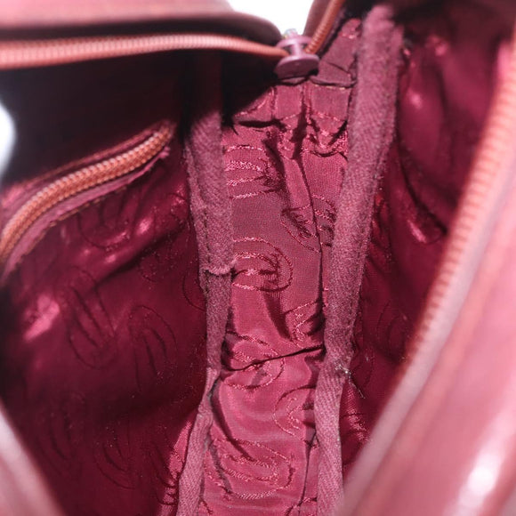 Cartier Must Line Shoulder Bag Leather Bordeaux Gold Auth 212100