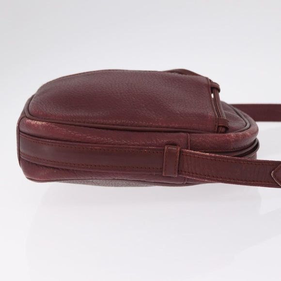 Cartier Must Line Shoulder Bag Leather Bordeaux Gold Auth 212100