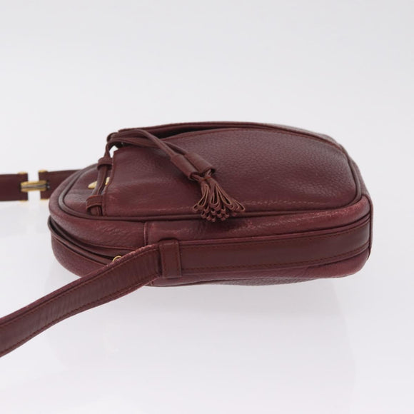 Cartier Must Line Shoulder Bag Leather Bordeaux Gold Auth 212100
