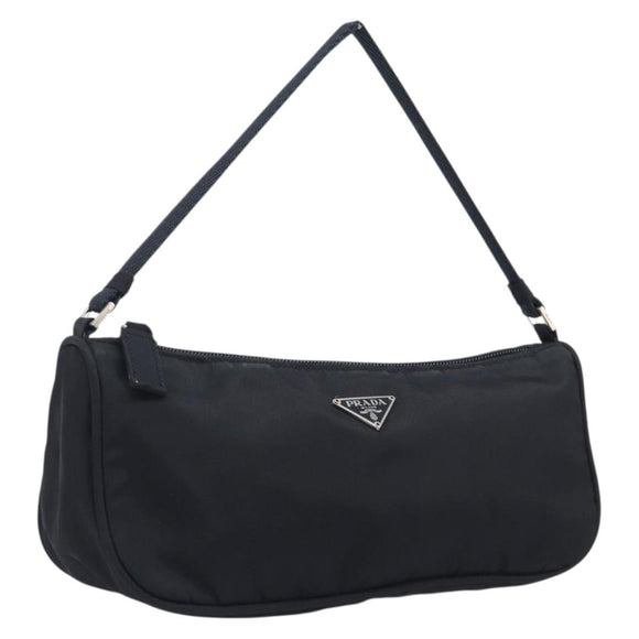 PRADA Accessory Pouch Nylon Black Silver Auth 212103V