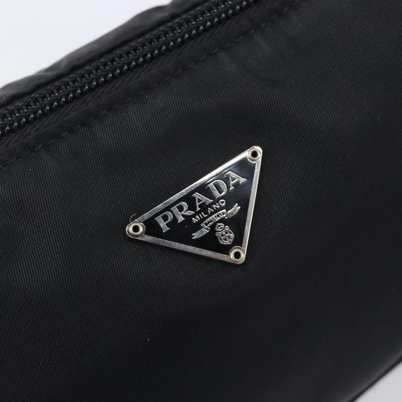 PRADA Accessory Pouch Nylon Black Silver Auth 212103V