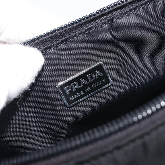 PRADA Accessory Pouch Nylon Black Silver Auth 212103V
