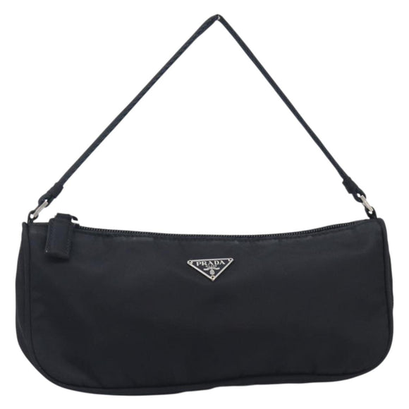 PRADA Accessory Pouch Nylon Black Silver Auth 212103V