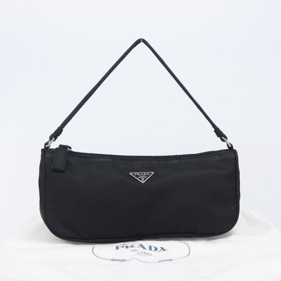 PRADA Accessory Pouch Nylon Black Silver Auth 212103V