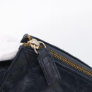 PRADA Chain Shoulder Bag Leather Navy Gold Auth 212105-16