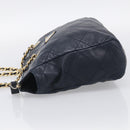 PRADA Chain Shoulder Bag Leather Navy Gold Auth 212105-4