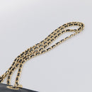 PRADA Chain Shoulder Bag Leather Navy Gold Auth 212105-8
