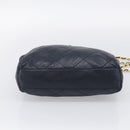 PRADA Chain Shoulder Bag Leather Navy Gold Auth 212105-9