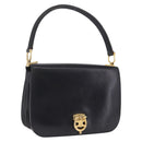 CELINE Hand Bag Leather Black Gold Auth 212106A-1