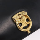CELINE Hand Bag Leather Black Gold Auth 212106A-15