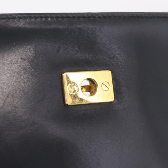 CELINE Hand Bag Leather Black Gold Auth 212106A