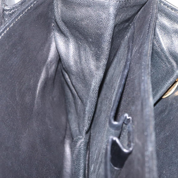 CELINE Hand Bag Leather Black Gold Auth 212106A