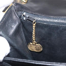 CELINE Hand Bag Leather Black Gold Auth 212106A-29