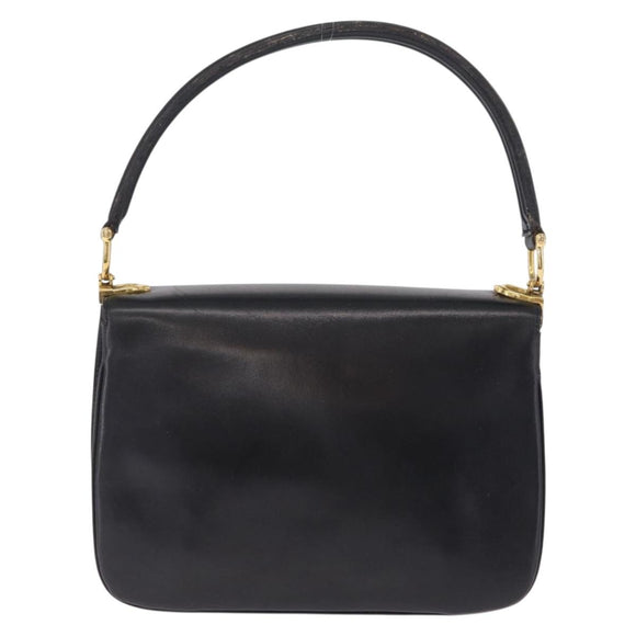 CELINE Hand Bag Leather Black Gold Auth 212106A
