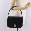 CELINE Hand Bag Leather Black Gold Auth 212106A-31