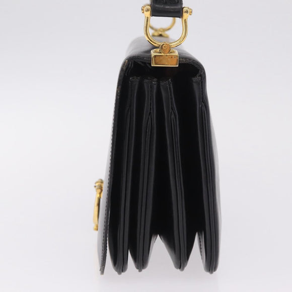 CELINE Hand Bag Leather Black Gold Auth 212106A