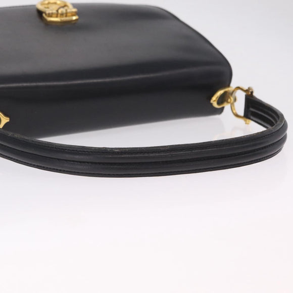 CELINE Hand Bag Leather Black Gold Auth 212106A