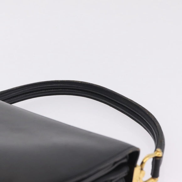 CELINE Hand Bag Leather Black Gold Auth 212106A
