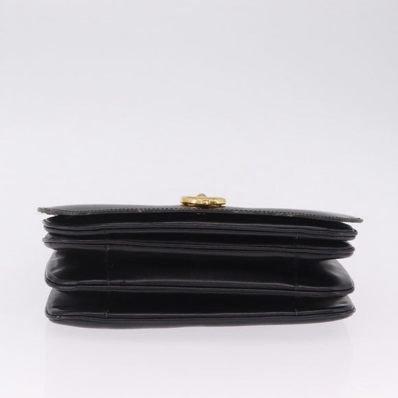 CELINE Hand Bag Leather Black Gold Auth 212106A
