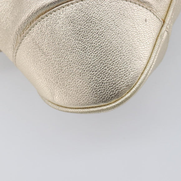 Salvatore Ferragamo Gancini Hand Bag Leather Gold Auth 212110A