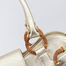Salvatore Ferragamo Gancini Hand Bag Leather Gold Auth 212110A-15