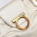 Salvatore Ferragamo Gancini Hand Bag Leather Gold Auth 212110A-16