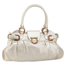 Salvatore Ferragamo Gancini Hand Bag Leather Gold Auth 212110A-2