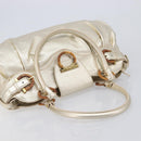 Salvatore Ferragamo Gancini Hand Bag Leather Gold Auth 212110A-6