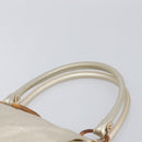 Salvatore Ferragamo Gancini Hand Bag Leather Gold Auth 212110A-8