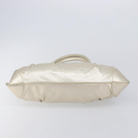 Salvatore Ferragamo Gancini Hand Bag Leather Gold Auth 212110A
