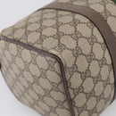 GUCCI GG Supreme Web Sherry Line Hand Bag PVC Beige Gold Auth 212112-11